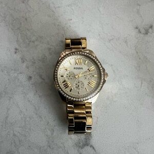 Fossil women’s AM4482 Cecile stainless steel gold tone watch